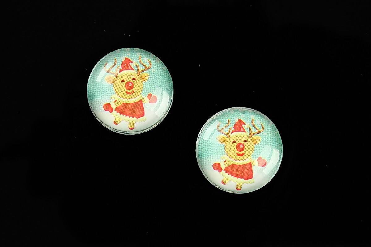 Cabochon sticla 16mm "Christmas" cod 996