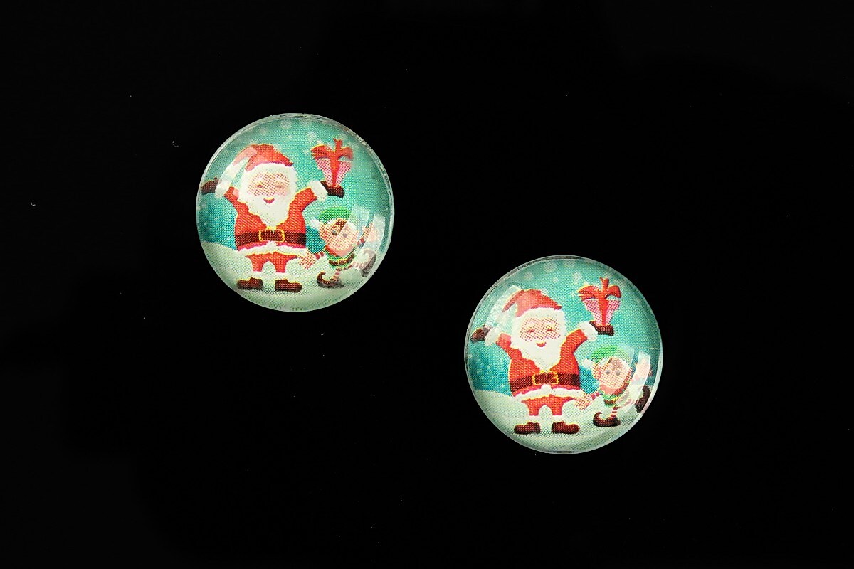 Cabochon sticla 16mm "Christmas" cod 1006