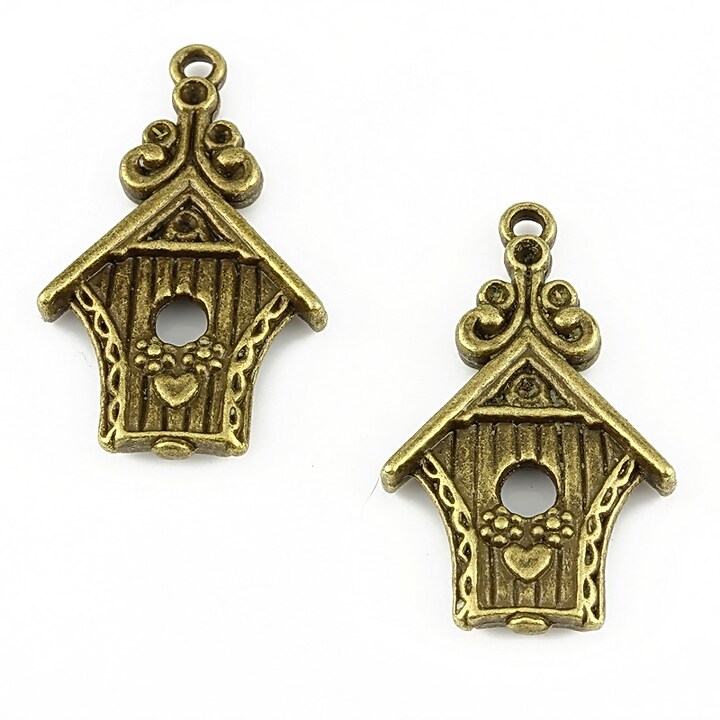 Charm bronz birdhouse 30x19mm