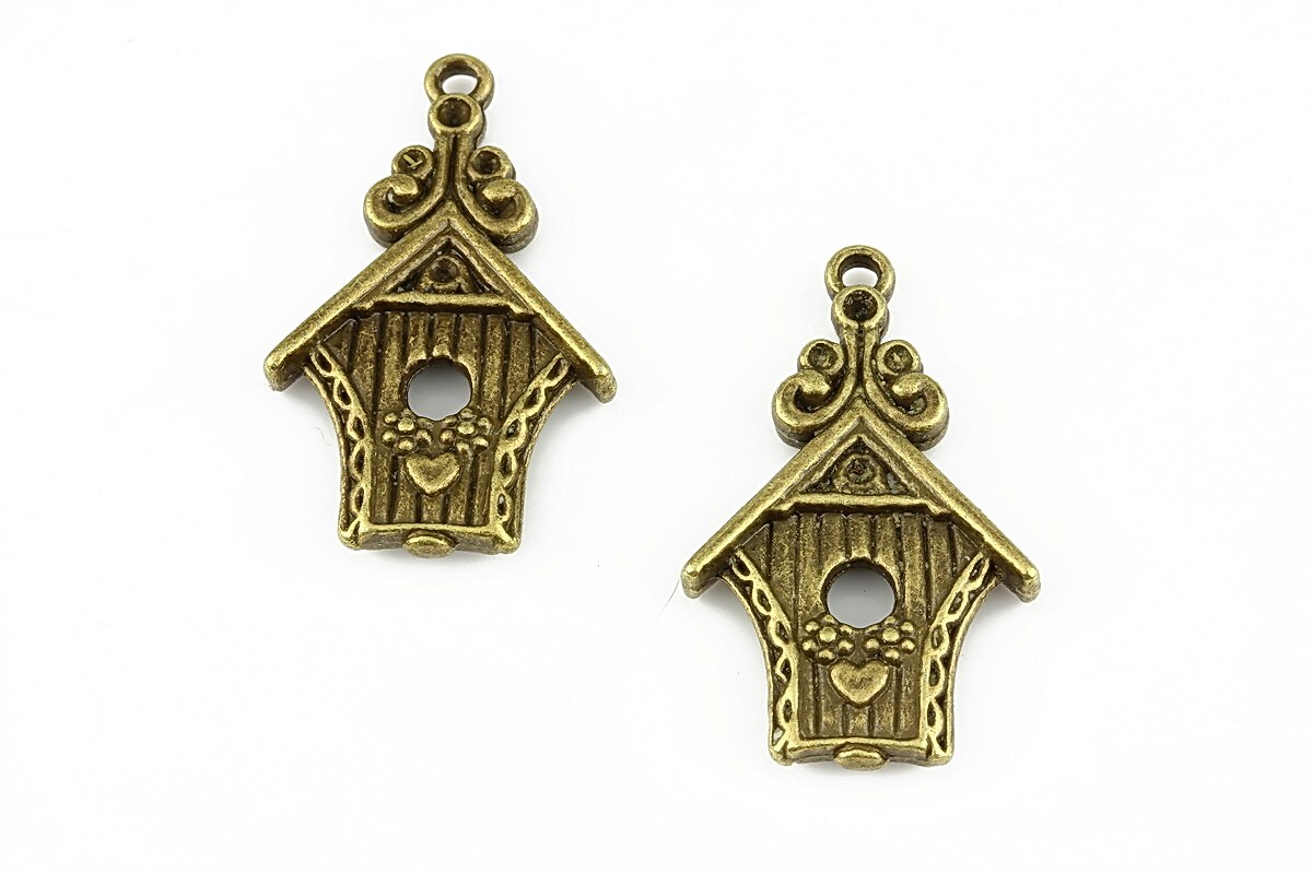 Charm bronz birdhouse 30x19mm