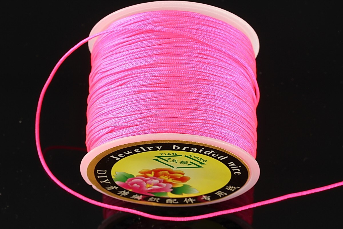 Snur Shamballa grosime 1mm, rola de 35m - roz neon