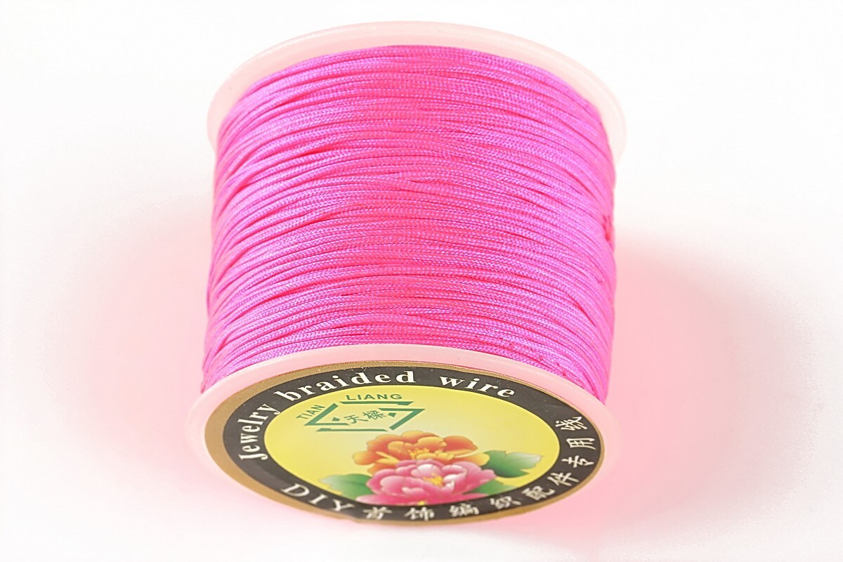 Snur Shamballa grosime 1mm, rola de 35m - roz neon