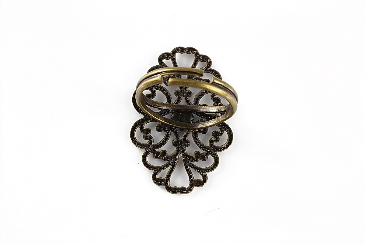 Baza de inel bronz, reglabila, baza filigranata 31x20mm