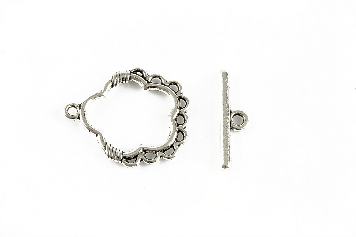 Inchizatoare toggle, argintiu antichizat 26x22mm