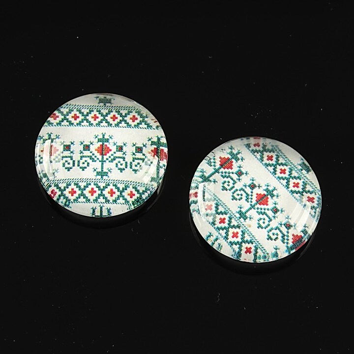 Cabochon sticla 18mm "Folclor" cod 1009