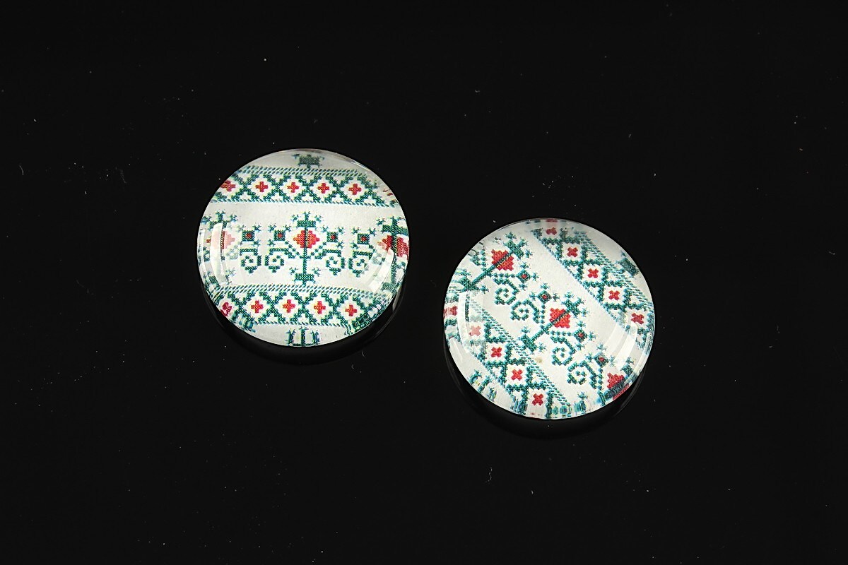 Cabochon sticla 18mm "Folclor" cod 1009