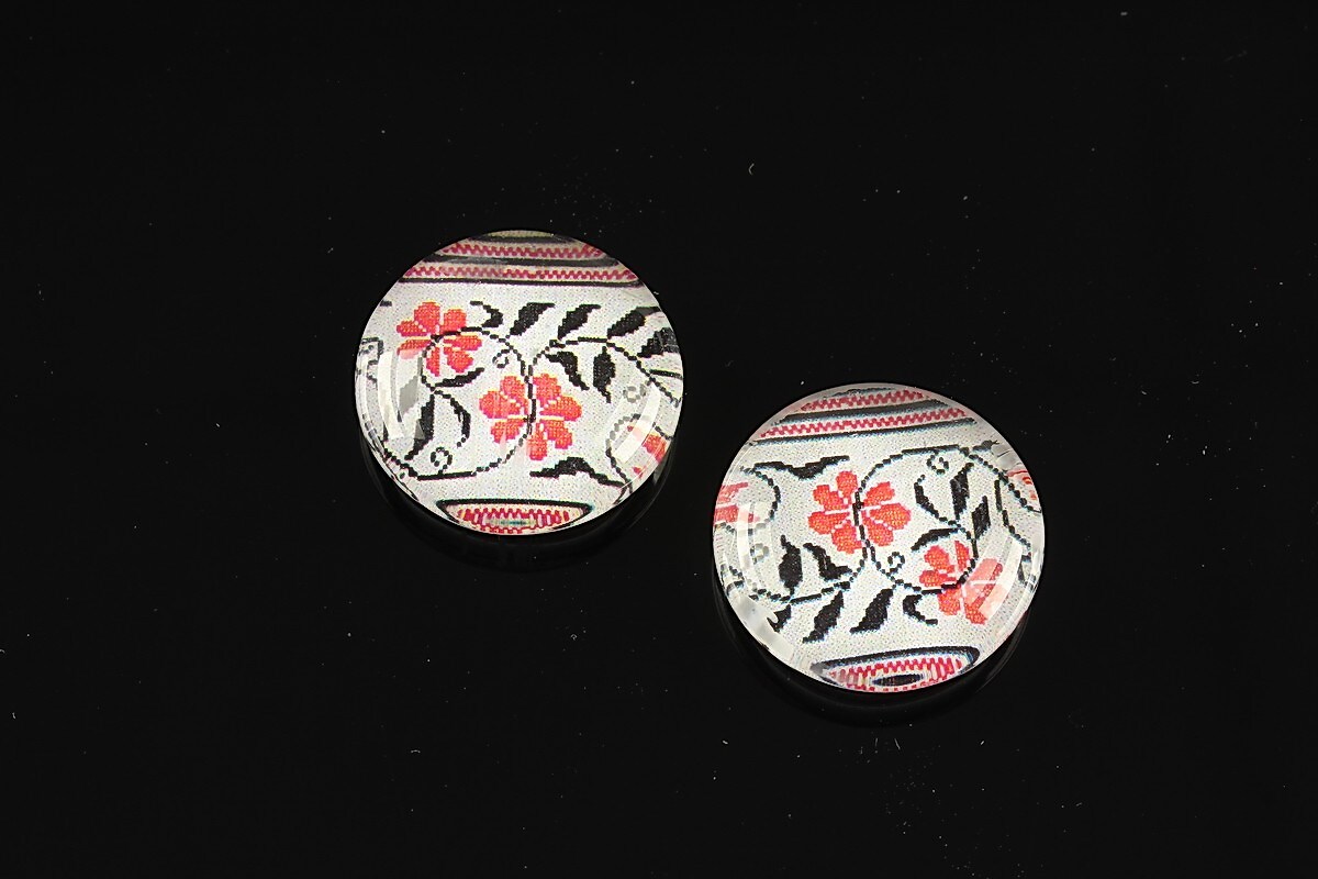 Cabochon sticla 18mm "Folclor" cod 1010