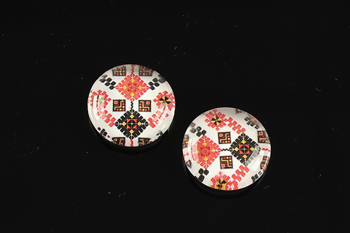 Cabochon sticla 18mm "Folclor" cod 1011