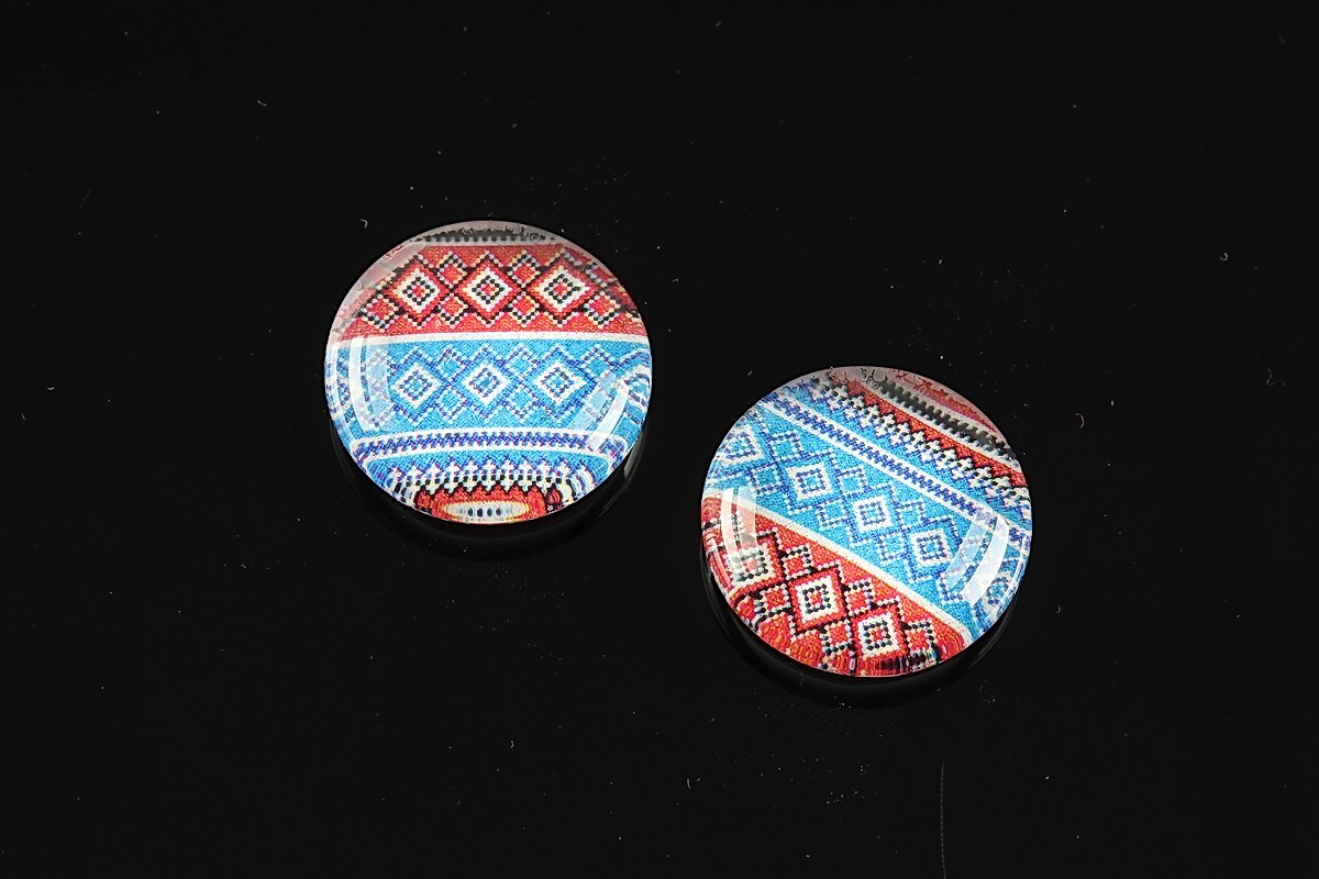 Cabochon sticla 18mm "Folclor" cod 1012