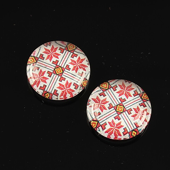 Cabochon sticla 18mm "Folclor" cod 1013