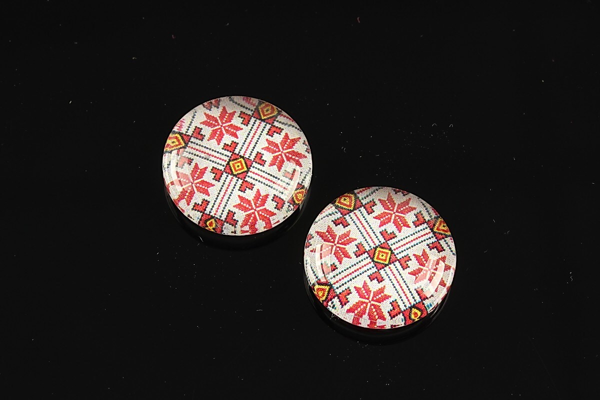 Cabochon sticla 18mm "Folclor" cod 1013