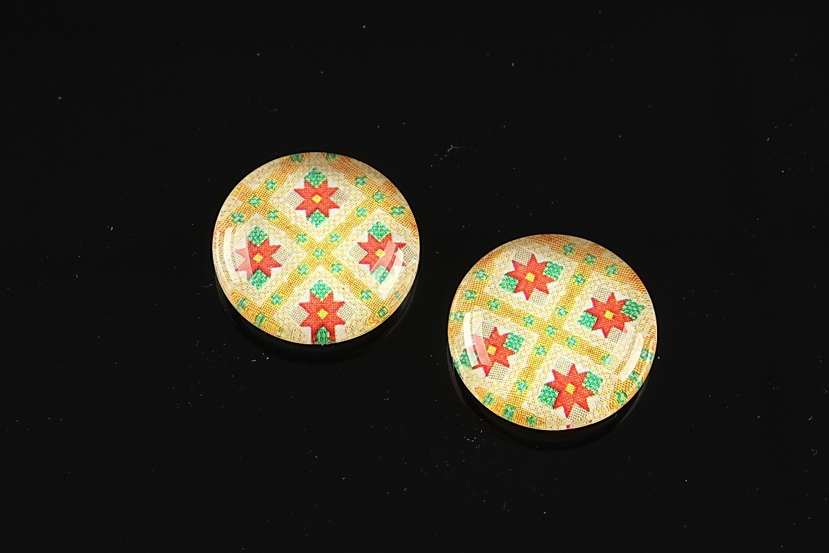 Cabochon sticla 18mm "Folclor" cod 1014