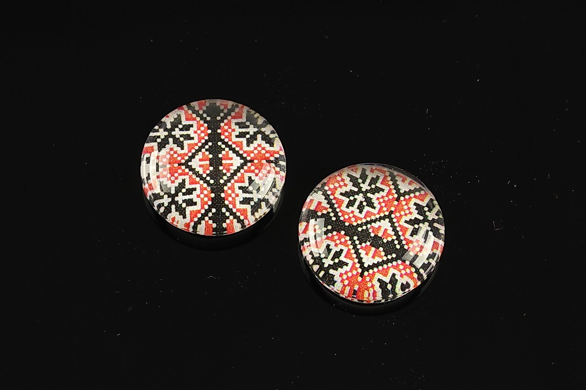 Cabochon sticla 18mm "Folclor" cod 1016