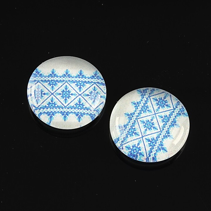 Cabochon sticla 18mm "Folclor" cod 1017