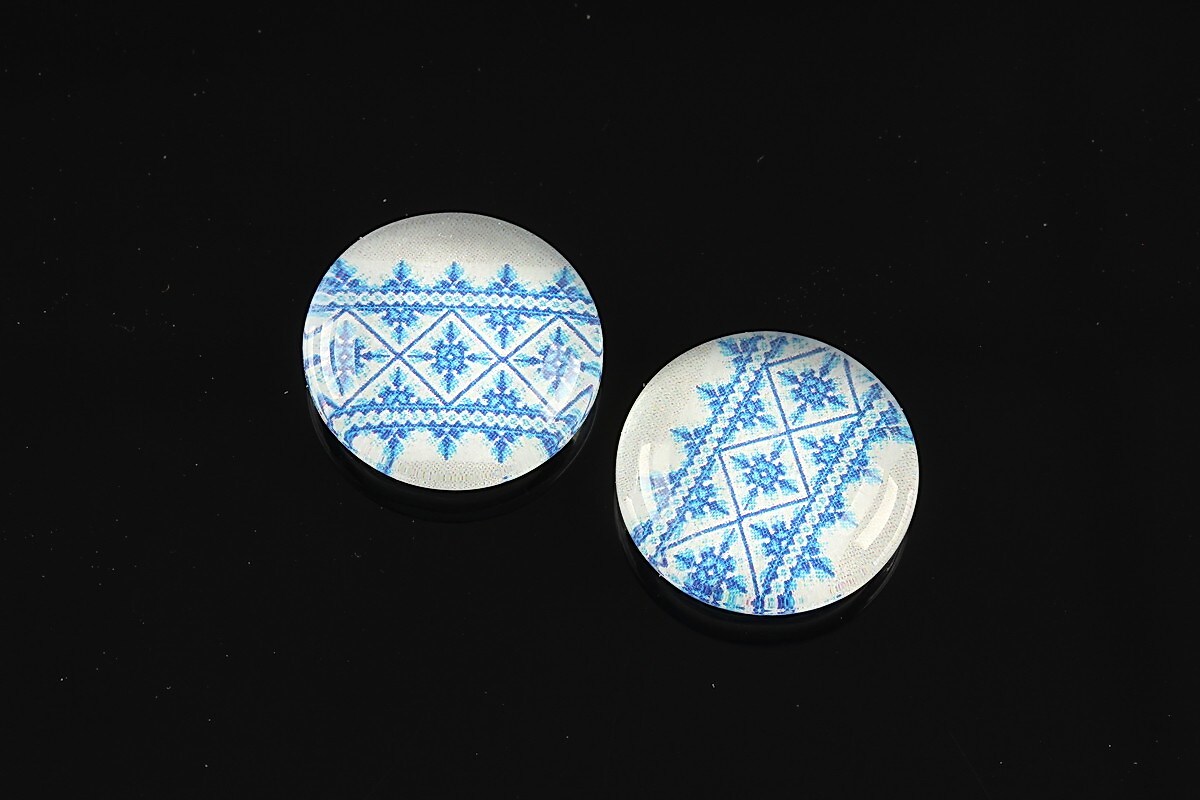 Cabochon sticla 18mm "Folclor" cod 1017