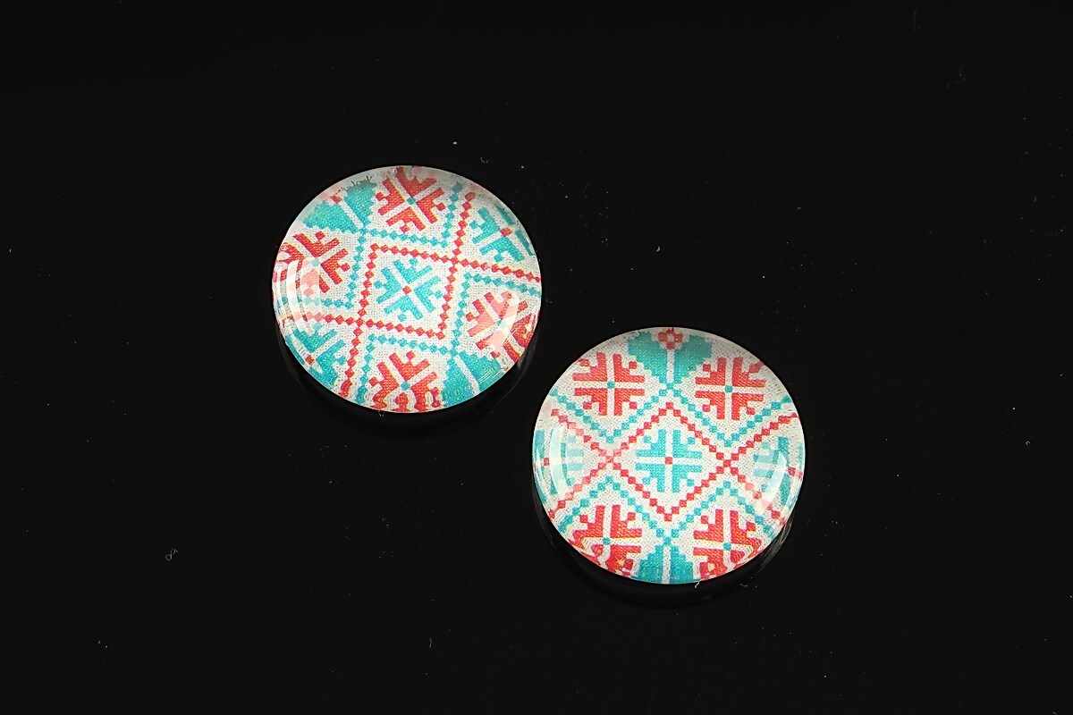 Cabochon sticla 18mm "Folclor" cod 1018