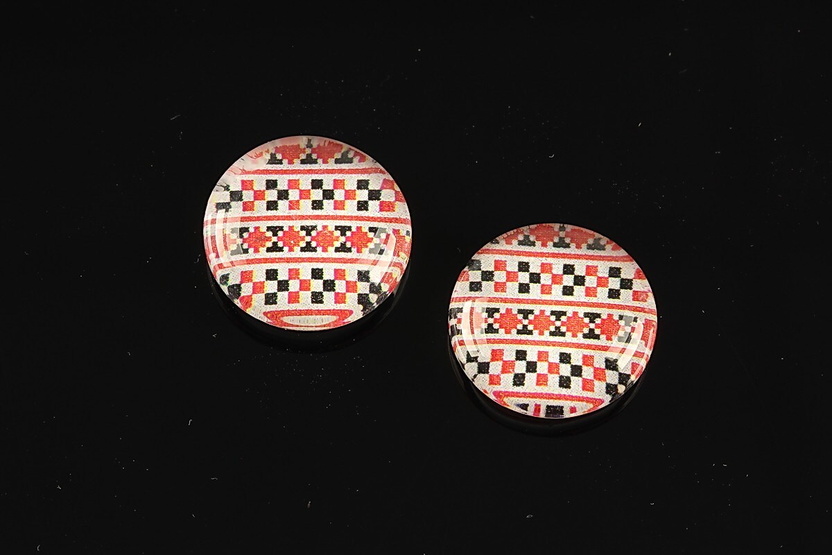 Cabochon sticla 18mm "Folclor" cod 1019