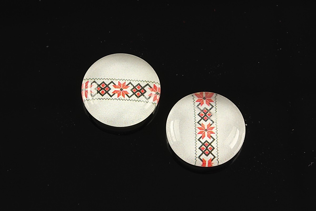 Cabochon sticla 18mm "Folclor" cod 1020