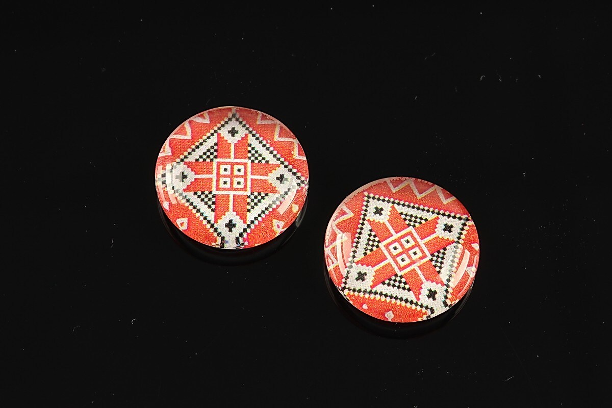 Cabochon sticla 18mm "Folclor" cod 1021