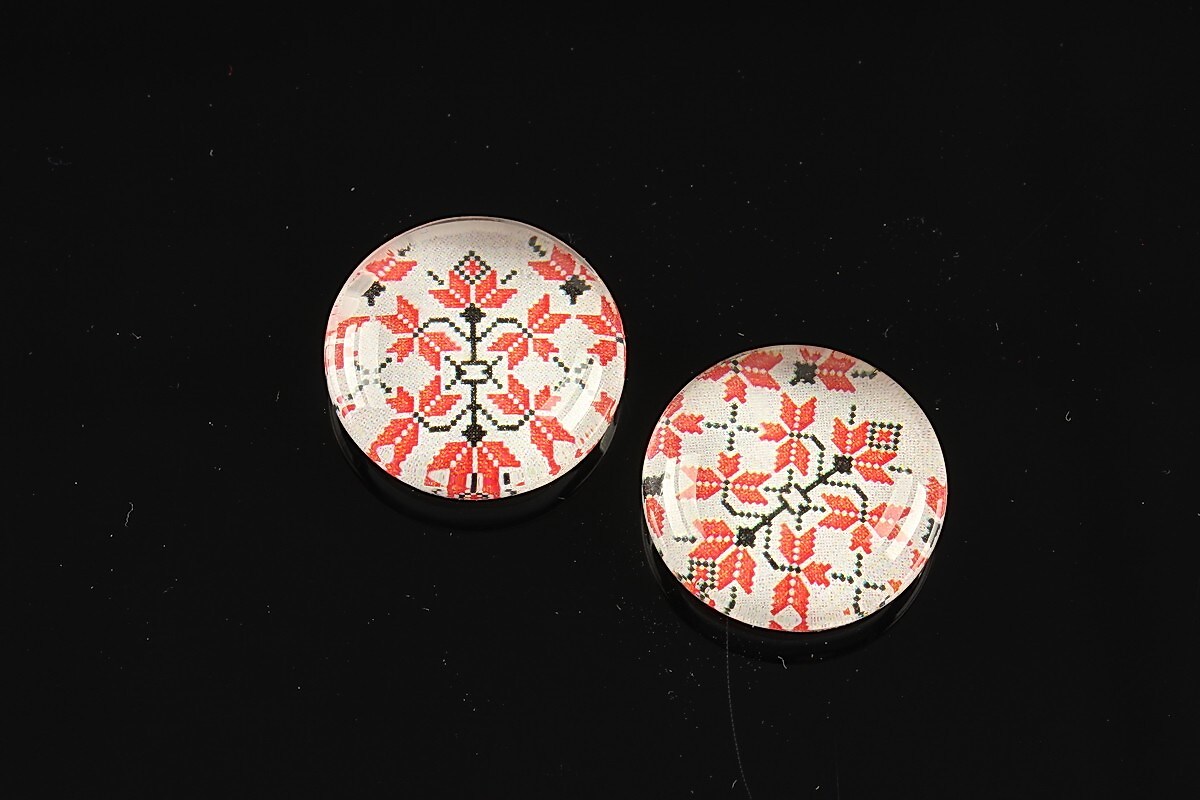 Cabochon sticla 18mm "Folclor" cod 1022