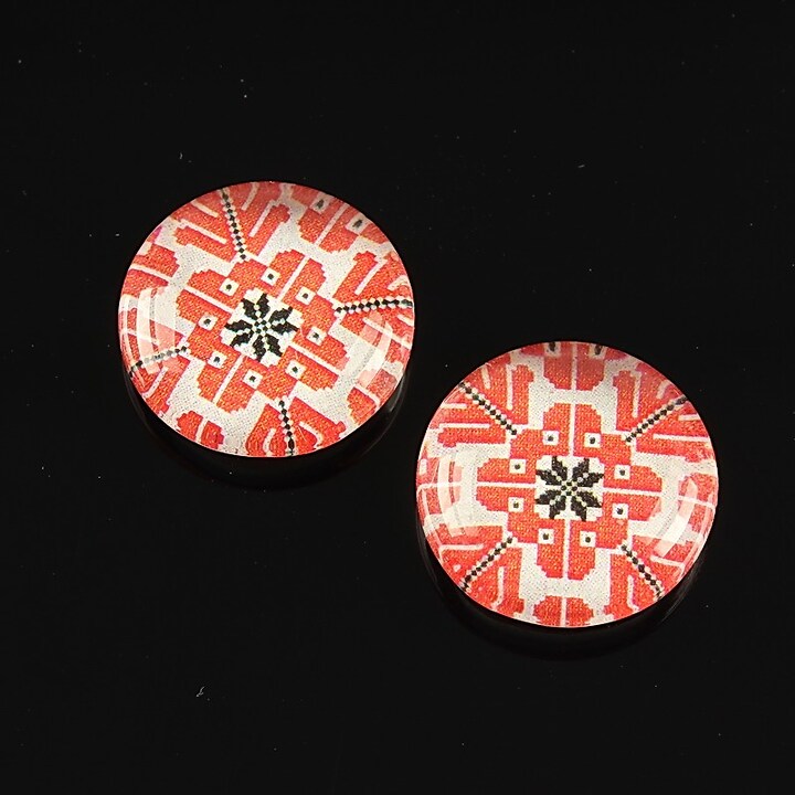 Cabochon sticla 18mm "Folclor" cod 1023