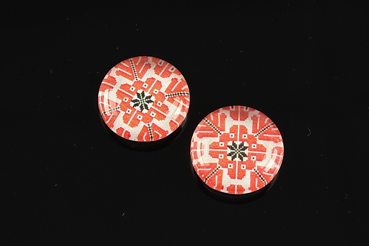 Cabochon sticla 18mm "Folclor" cod 1023