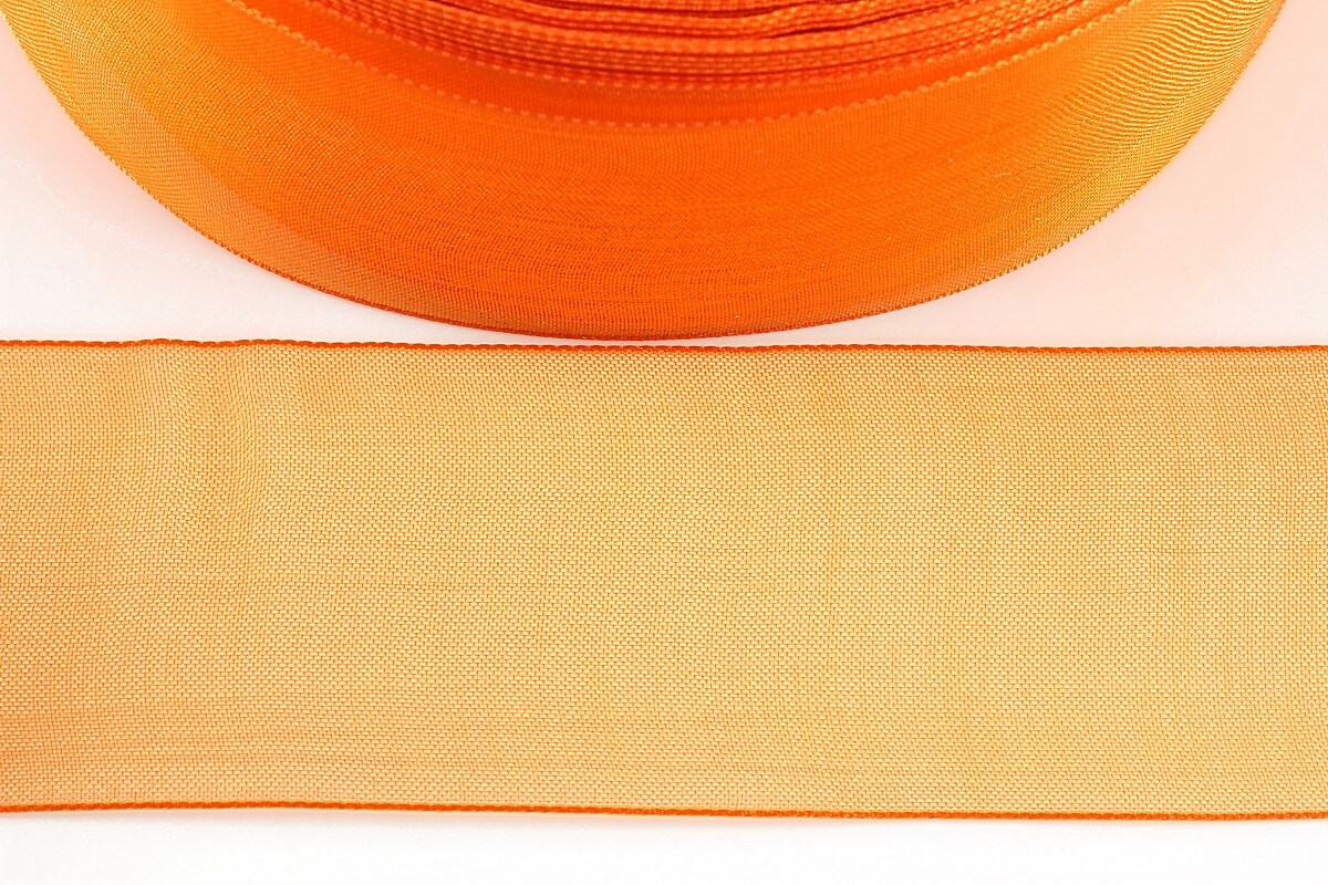 Panglica organza, latime 3,8cm (1m) - portocaliu