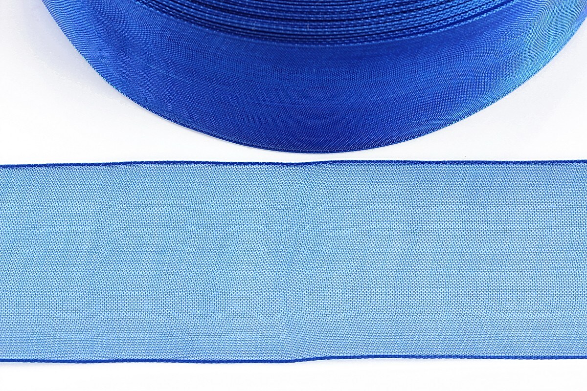 Panglica organza, latime 3,8cm (1m) - albastru safir