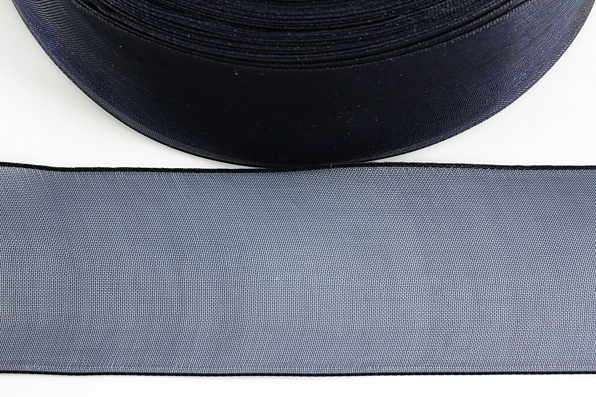 Panglica organza, latime 3,8cm (1m) - bleumarin