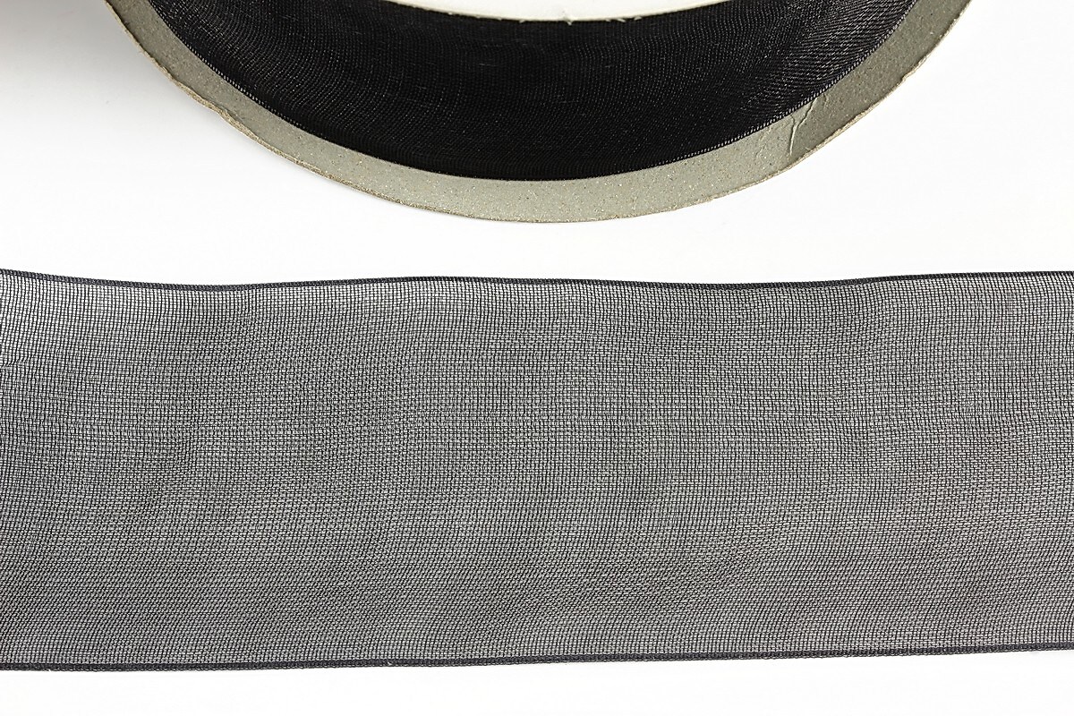 Panglica organza, latime 3,8cm (1m) - negru