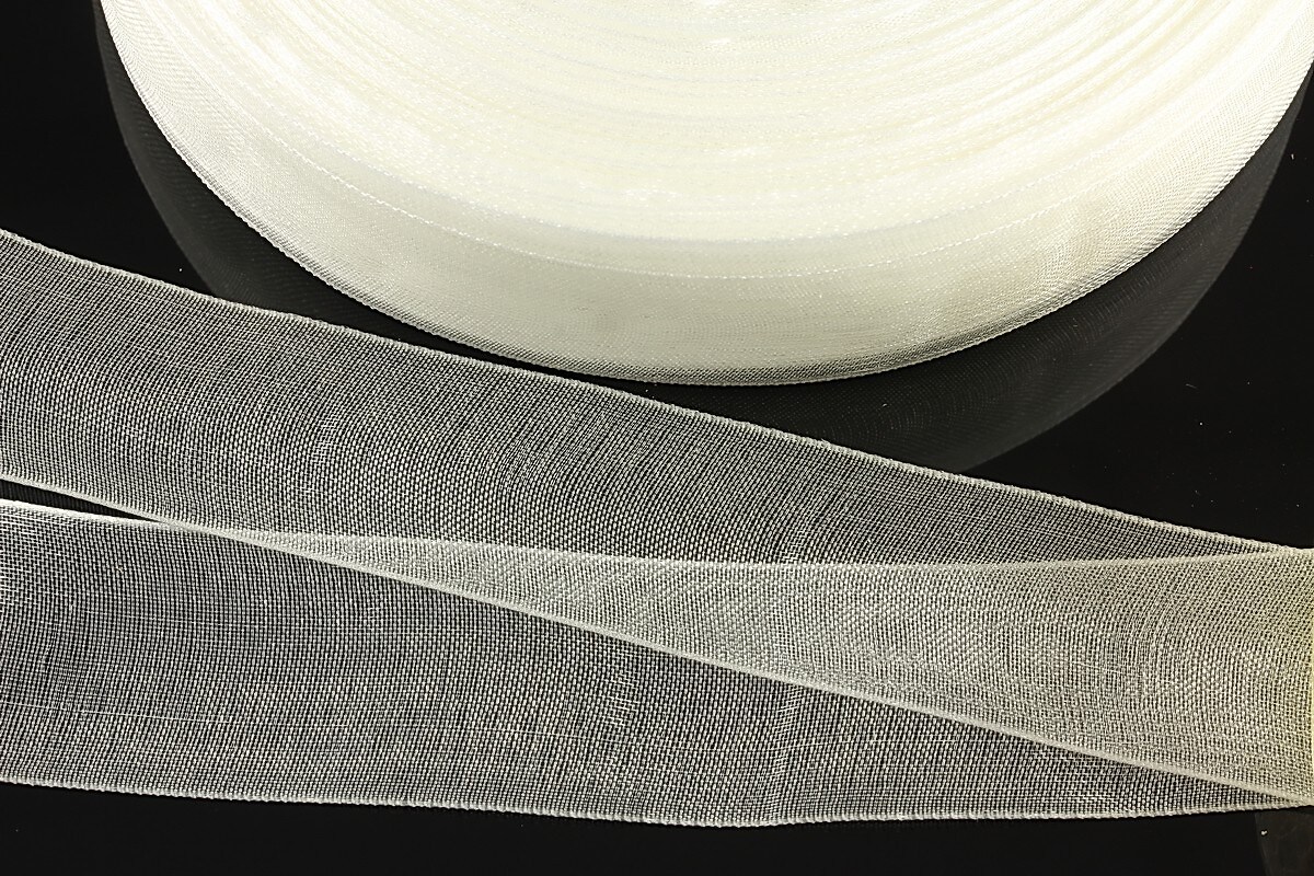 Panglica organza, latime 2cm (1m) - alb