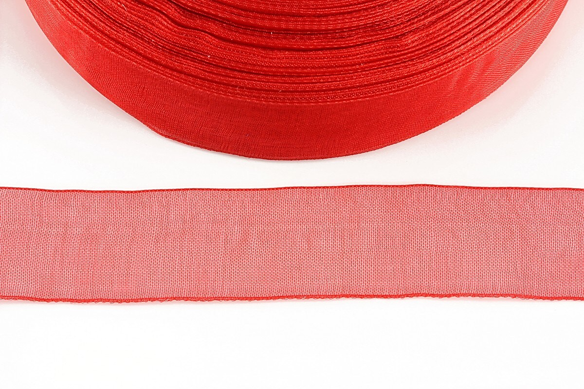 Panglica organza, latime 2cm (1m) - rosu