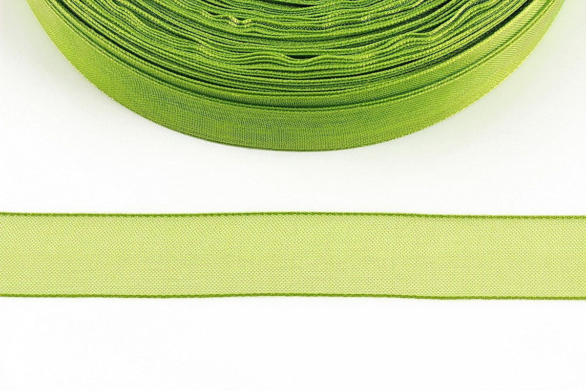Panglica organza, latime 1,6cm (1m) - verde lime
