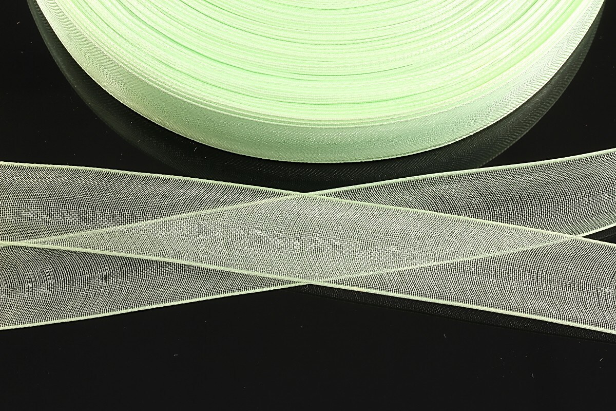 Panglica organza, latime 1,6cm (1m) - verde deschis