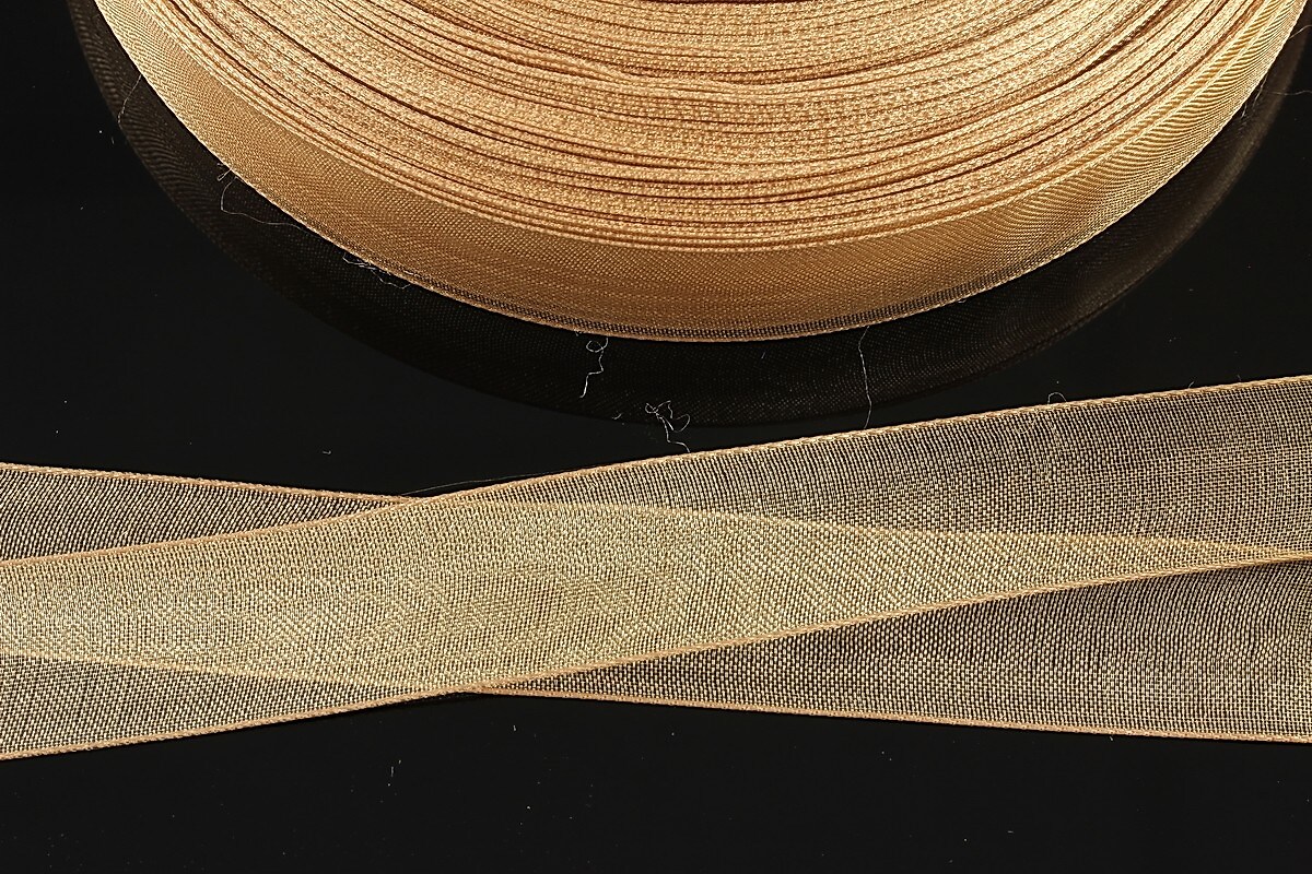 Panglica organza, latime 1,6cm (1m) - maro deschis