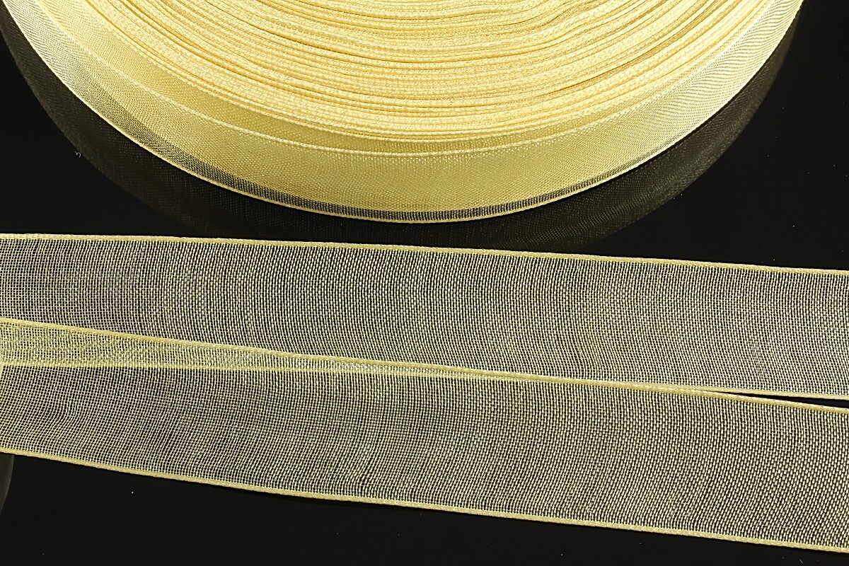 Panglica organza, latime 1,6cm (1m) - crem