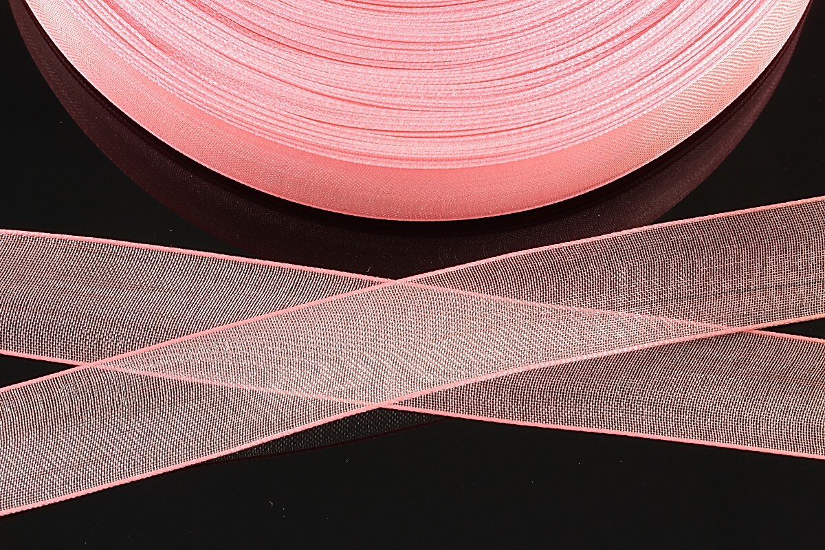 Panglica organza, latime 1,6cm (1m) - roz dechis