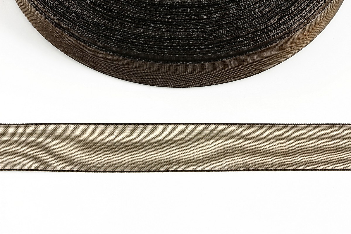 Panglica organza, latime 1,6cm (1m) - maro inchis