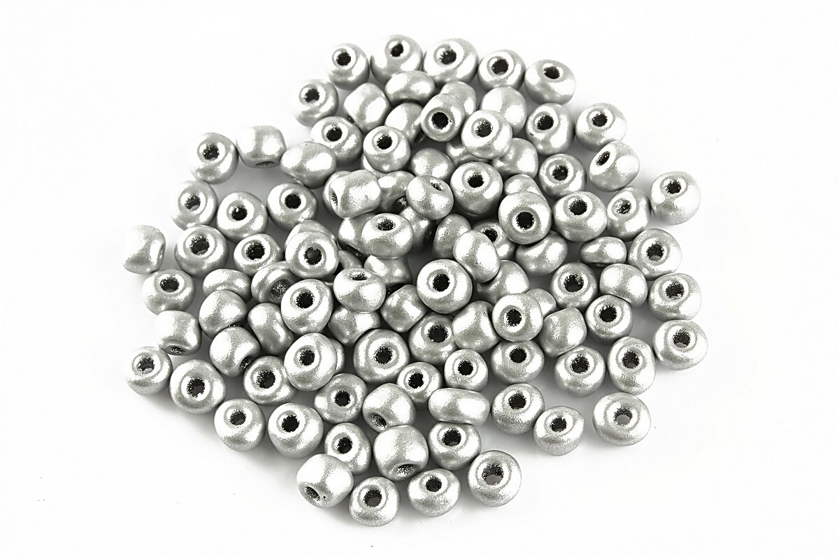 Margele de nisip 4mm cu efect frosted (50g) - cod 566 - argintiu