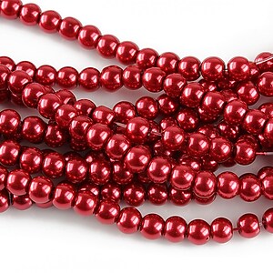 Perle de sticla, sfere 4mm - rosu inchis lucios (100 buc.)