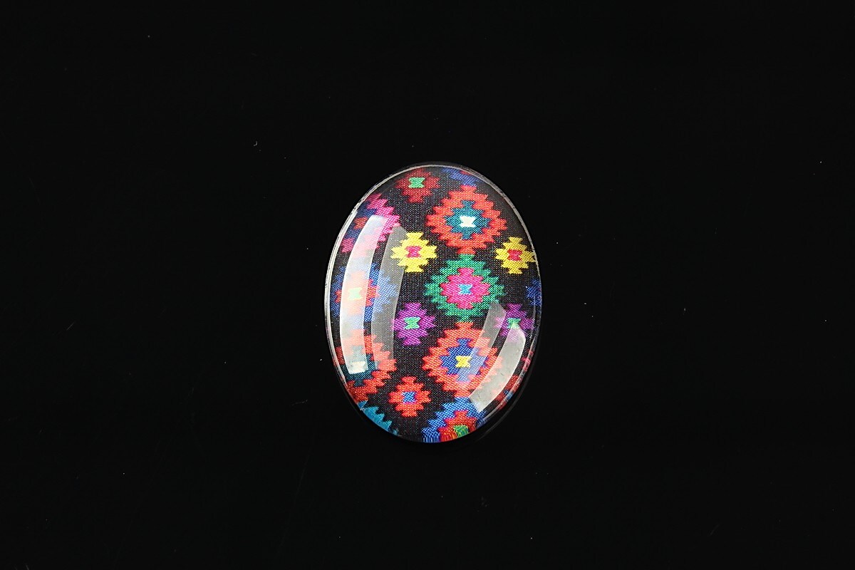 Cabochon sticla 25x18mm "Folclor" cod 1032