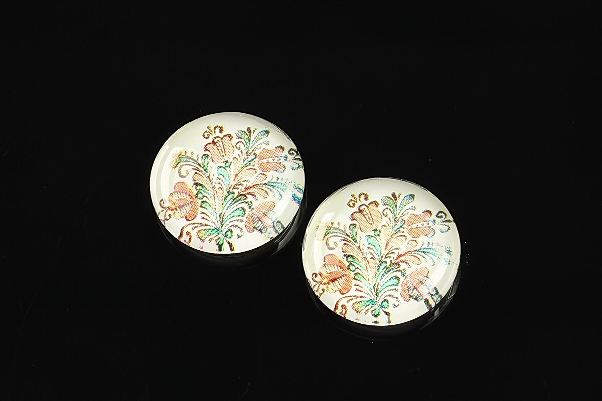 Cabochon sticla 18mm "Folclor" cod 1036