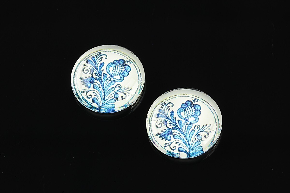 Cabochon sticla 18mm "Folclor" cod 1038