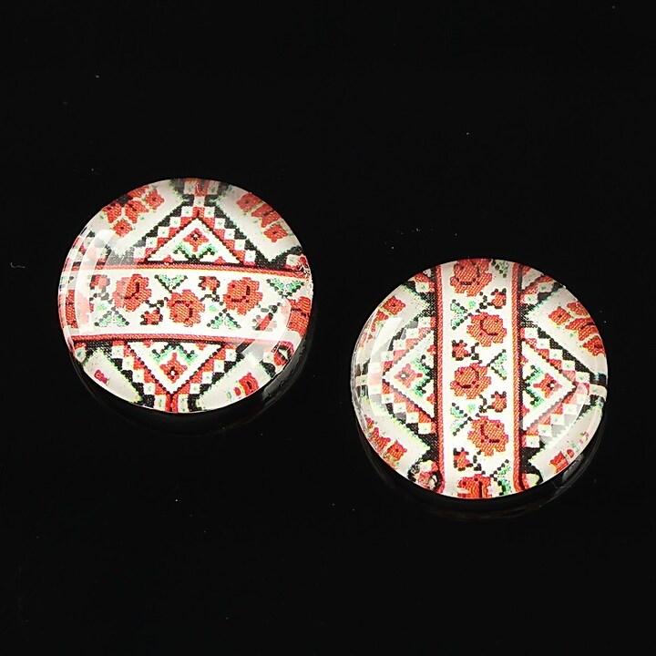 Cabochon sticla 18mm "Folclor" cod 1039