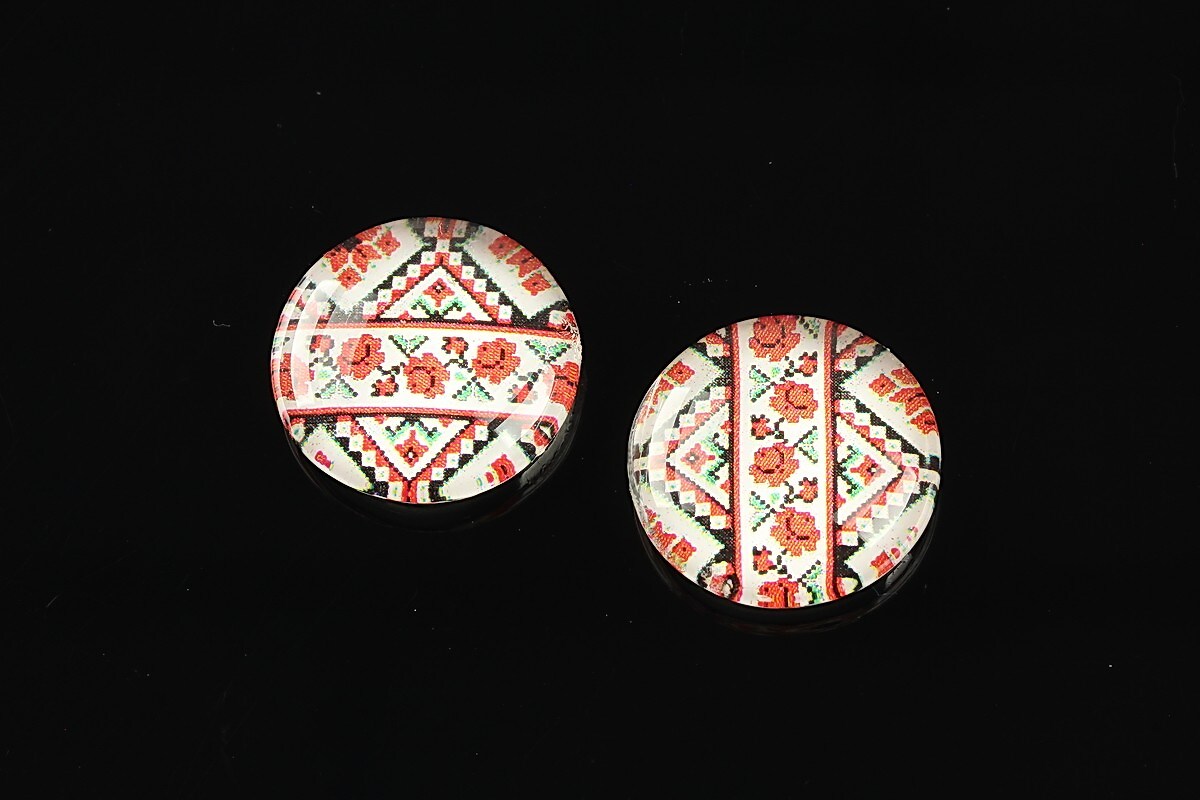 Cabochon sticla 18mm "Folclor" cod 1039