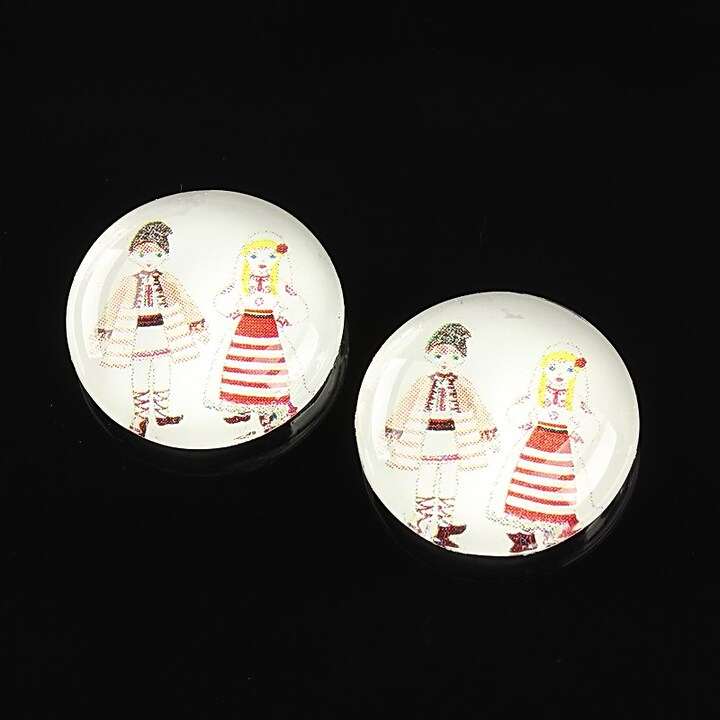 Cabochon sticla 18mm "Folclor" cod 1043