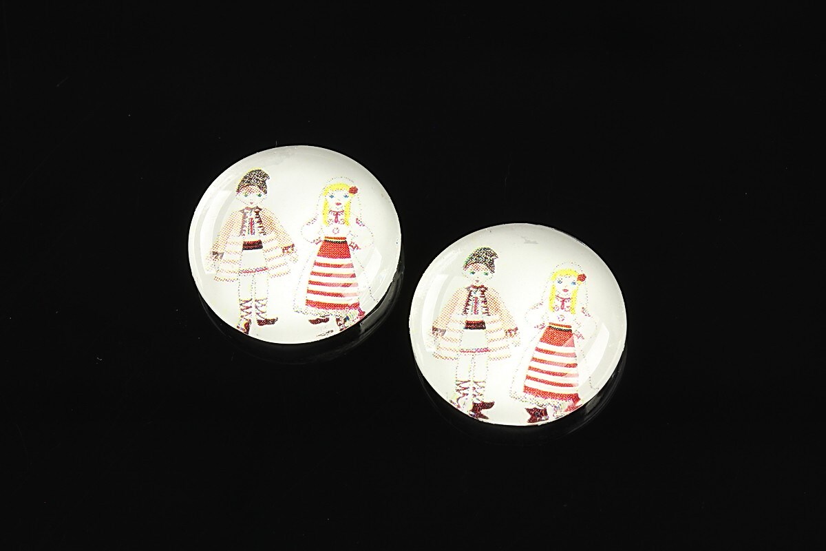 Cabochon sticla 18mm "Folclor" cod 1043