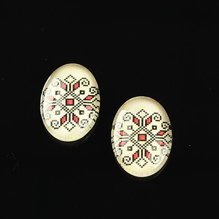 Cabochon sticla 18x13mm "Folclor" cod 1044