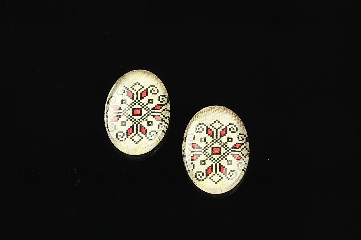 Cabochon sticla 18x13mm "Folclor" cod 1044