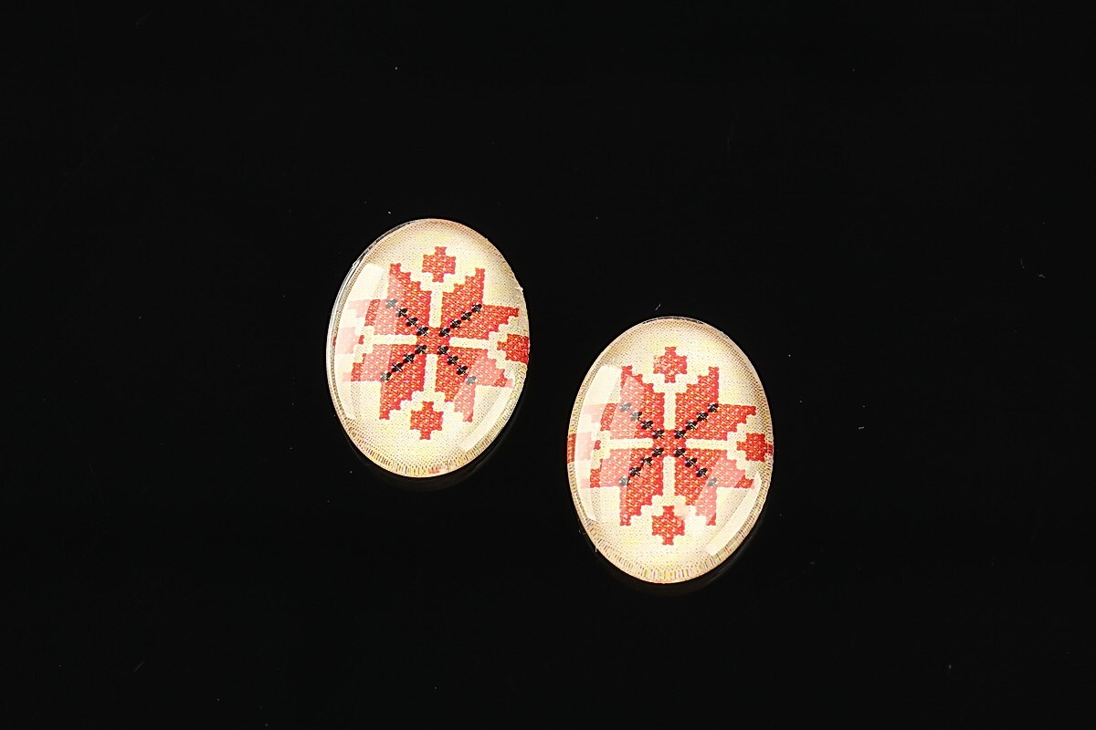 Cabochon sticla 18x13mm "Folclor" cod 1047